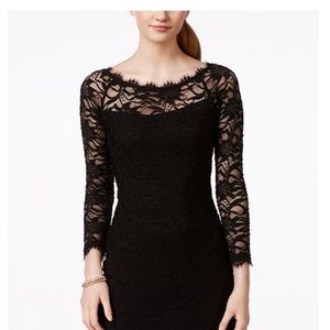 Elegant Black Lace Long Sleeve Dress